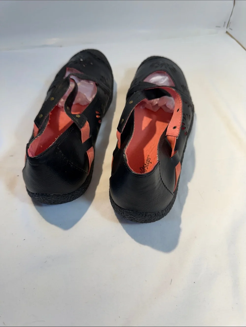 Women's Black Cutout Mary Jane Flats with Lining